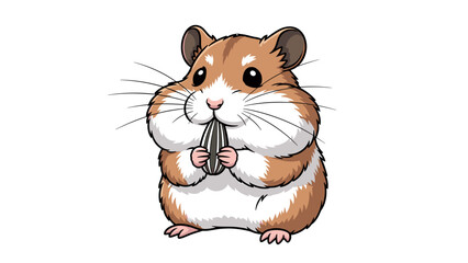 Happy Cartoon Hamster Eating a Seed, Cute Pet Rodent Graphic, Isolated on transparent background for Design Assets and Adorable Animal Illustrations
