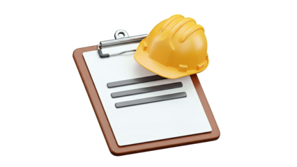 Clipboard with Hard Hat and Checklist