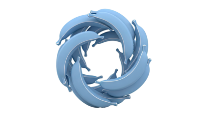 Circular arrangement of blue bananas with white outlines