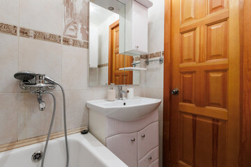 modern bathroom room with toilet and washing machine