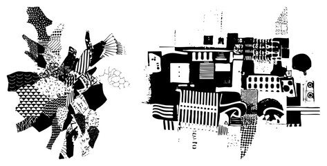 Obraz premium Abstract Geometric in Bold Black and White Vector Art