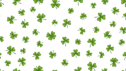 Seamless Pattern of Green Clover Leaves on White Background for St. Patrick's Day