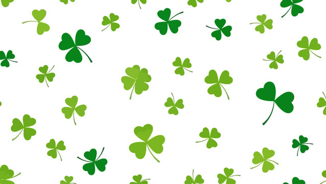 Seamless Pattern of Green Shamrock Clover Leaves on White Background for St. Patrick's Day