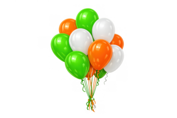 Balloons in republic of india flag colors representing celebration, national holiday, and patriotism on transparent background