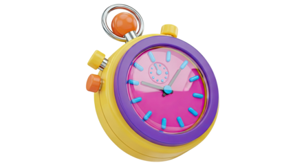 Colorful 3D Stopwatch Illustration