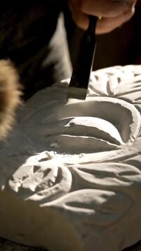 Stone carving in progress