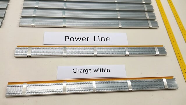 Aluminum Strips Labeled Power Line and Charge Within