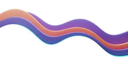 Abstract Wavy Ribbons in Purple, Orange, and Teal