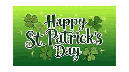 Happy St. Patrick's Day Irish Celebration with Lucky Shamrocks and Green Sparkles