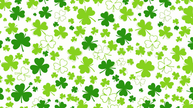 Seamless Pattern of Green and White Shamrocks for St. Patrick's Day Celebration