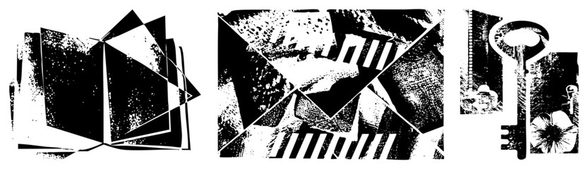 Obraz premium Abstract Geometric Shapes in High Contrast Halftone Style