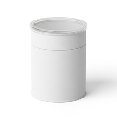 White cylindrical container isolated on white background