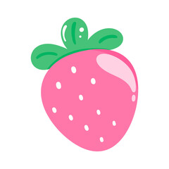 Fototapeta premium Pink strawberry illustration in flat cartoon style isolated on white background