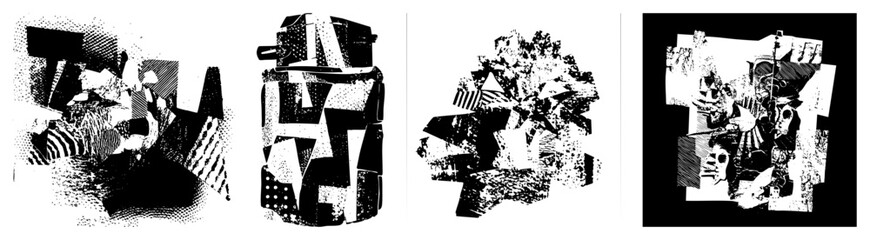 Fototapeta premium Abstract Geometric Forms in Halftone Dot Composition