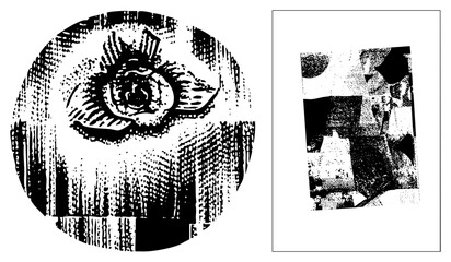 Obraz premium Abstract Halftone Eye and Geometric Fragment Composition
