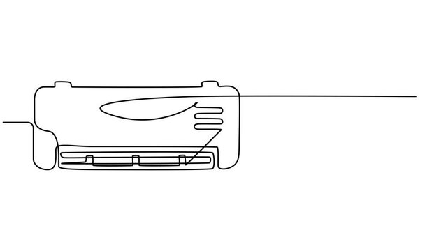 AC indoor unit animation continuous one line drawing, Air conditioner single line art minimalist style vector illustration animation, Electricity home appliance concept. Continuous line draw design.