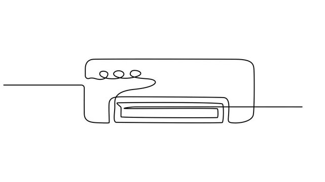 AC indoor unit animation continuous one line drawing, Air conditioner single line art minimalist style vector illustration animation, Electricity home appliance concept. Continuous line draw design.