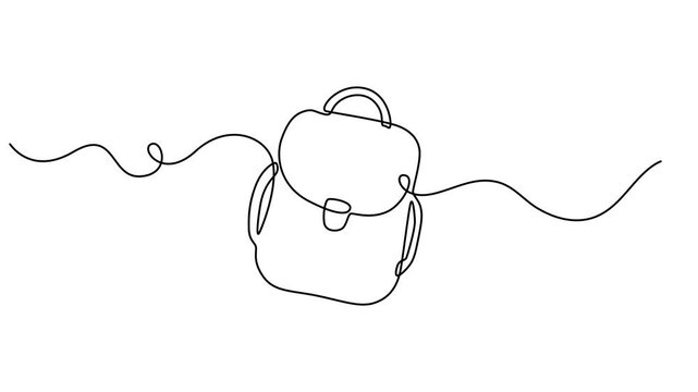 Baby school bag animation continuous one line drawing, Self drawing line animation school backpack bag Back to school education, Animation of a single line drawing of a backpack, Minimalism concept. 