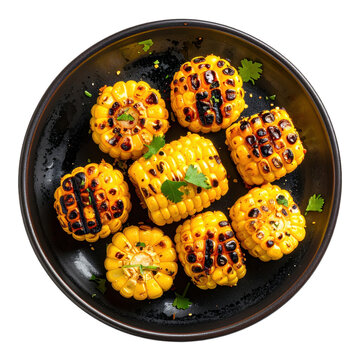 Grilled timorese combites arranged on skewers, shot on an isolated white background for focus