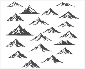 Obraz premium Collection of various mountain silhouettes in different shapes and sizes