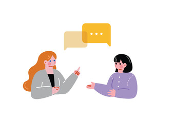 欧米人女性と英語で会話する日本人女性