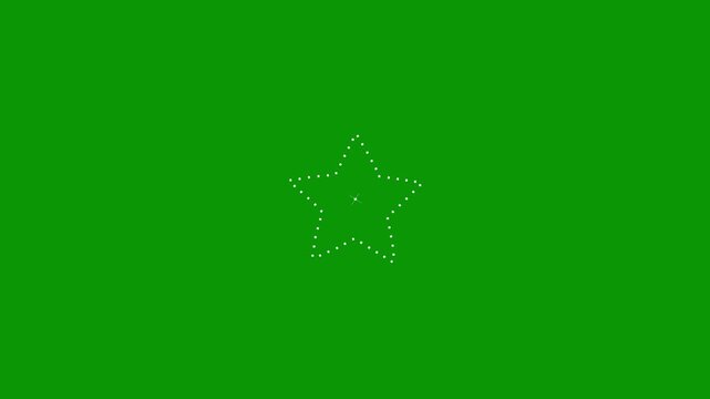 Star twinkling shine animation with sparkling light trails, flat vector doodle star motion, glowing glitter effects on green screen chroma key for holiday promotions and creative video 