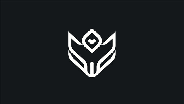 Elegant monochrome wolf face logo design on a black background artistic illustration for modern brand identity and creative business styling