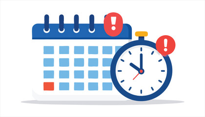 vector Calendar and Stopwatch with Alert Symbols