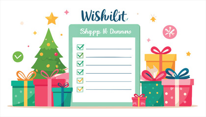 vector Christmas Wish List Page with Tree Page Page