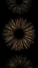 Obraz premium Vertical composition with gold particle explosion effects on black backdrop