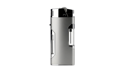 Modern Silver Metal Plasma Lighter Product Shot isolated PNG with Transparent Background