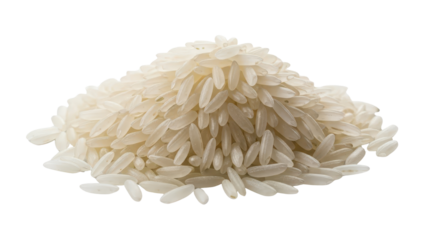 Pile of Uncooked Long Grain White Rice isolated PNG with Transparent Background