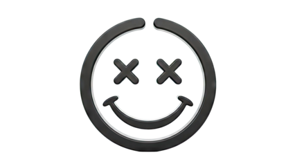 Black Smiley Face with X Eyes Icon