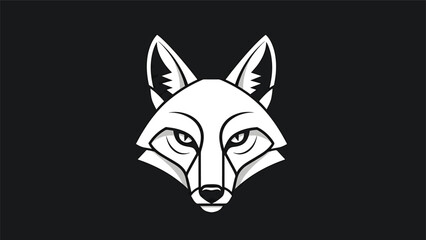 Obraz premium Elegant white fox head logo design on a dark background, minimalist style.
