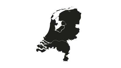 Netherlands Outline Map with Provinces on Isolated White Background