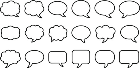 Fototapeta premium Collection of various empty speech bubbles and thought bubbles in black and white