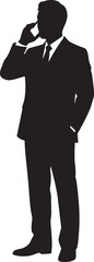 Fototapeta premium 30 Black Solid Silhouettes: Cellphone Conversation