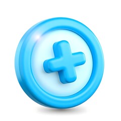 Fototapeta premium Blue circle with plus sign icon