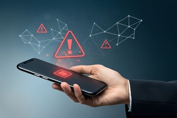 Phone Screen Alerting Unknown Scam Call with Mobile Cybersecurity Protection Against Fraud and Phishing