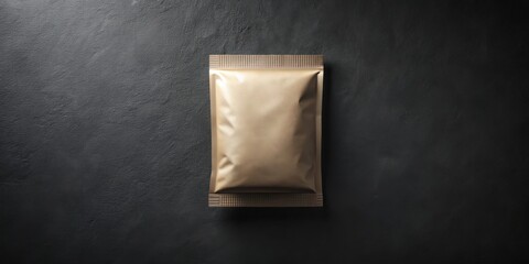 A Blank Golden Pouch Mockup on a Dark Surface, Ideal for Branding and Packaging Design Presentations