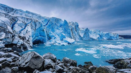 Climate change impact with melting glacier and global warming concept