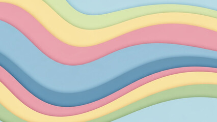 Layered Abstract Wavy Background with Pastel Colors and Paper Cut Effect for Playful Modern Design 4K Background