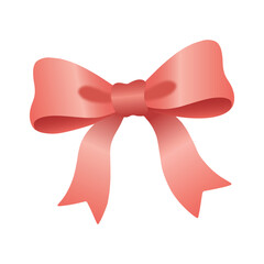 Pink Cute Salmon Colored Satin Ribbon Bow