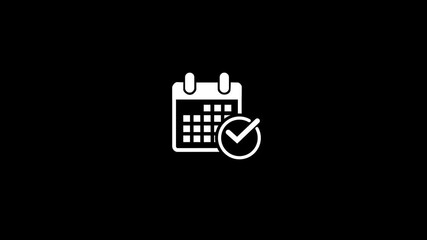 Professional business presents calendar icon with checkmark, symbolizing planning and Motion graphics of tick mark completion concept