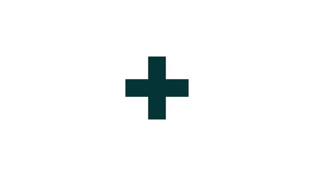 Bold plus symbol peeks through torn white paper, a statement of positivity and addition. Motion graphics of plus icon concept.