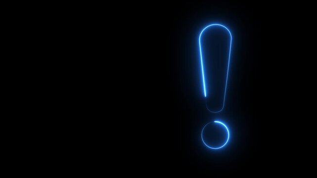 Bold white exclamation mark emphasizes important message or alert on a black background. Motion graphics of exclamation icon concept.