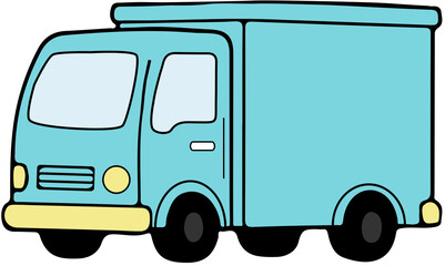 Isolated Blue Delivery Truck, Transparent PNG Cargo Van Service Illustration