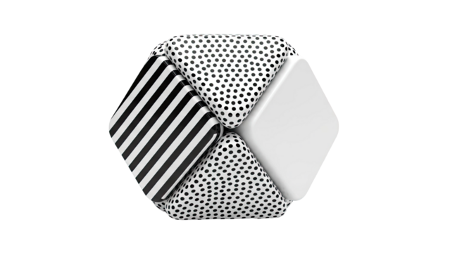 Geometric Object with Black and White Patterns - Powered by Adobe