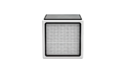 Modern Cube Speaker with Perforated Grill and Slatted Top