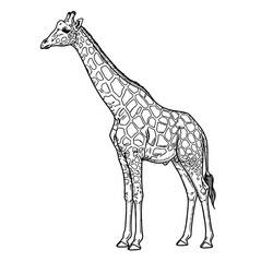 Obraz premium Giraffe Illustration: Elegant Line Art of a Tall African Giraffe for Wildlife and Nature Projects